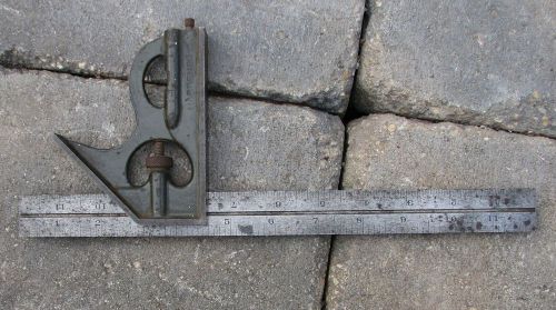 Vintage lufkin 12&#034; no. 4 grad ruler square combination machinist protractor tool for sale