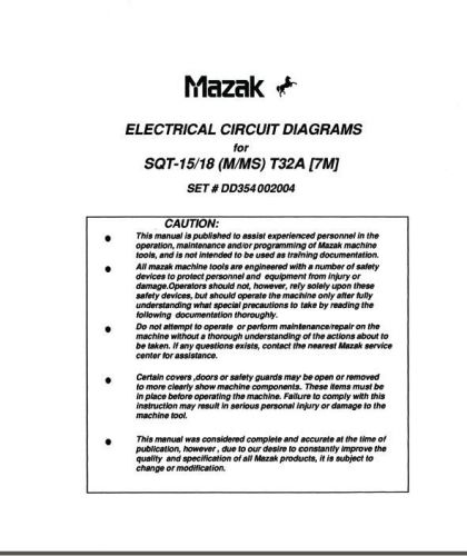 MAZAK  DD354002004 SQT-15/18 M/MS T32A 7M Elementary Electrical Circuit Diagram