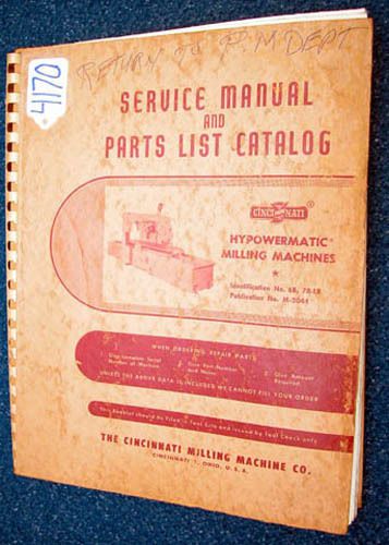 Cincinnati Service Manual/Parts List Plain, Duplex 300, 400,500 Inv 4170