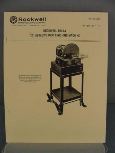 Rockwell 12” Abrasive Disc Finishing Sander Manual