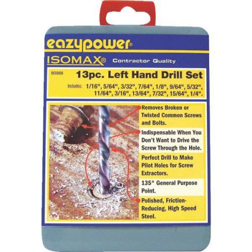 Eazypower corp 80988 13-piece left hand drill bit-13pc left hand bit set for sale