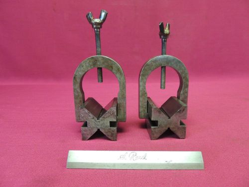 Machinist toolmaker v block - lot of 2 with clamps for sale