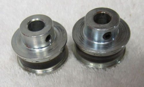 (2) 1&#034; STEEL DRIVE FLAT BELT PULLEYS- 3/8&#034; WIDE WITH A 5/16&#034; CENTER