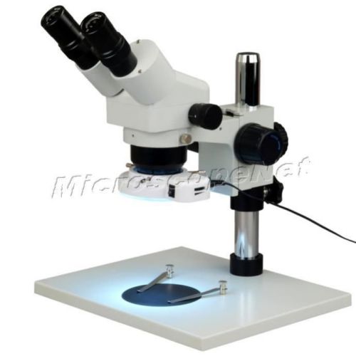OMAX Stereo Microscope Binocular Zoom 10-80X w Table Stand and 64 LED Ring Light
