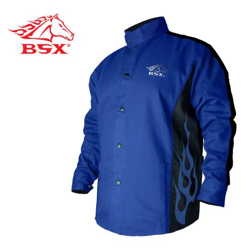 Revco bsx bxrb9c-m stryker blue fr welding jacket with blue flames medium for sale