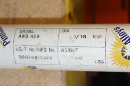 PINNACLE ALLOYS  ER316L Stainless Steel Welding Rods 1/16&#034; AWS A5.9 10 POUNDS