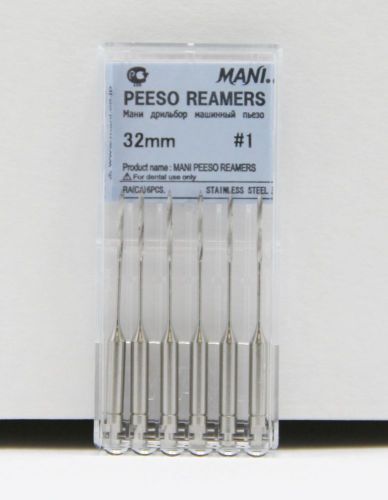 Dental Endodontic Peeso Reamers Root Canal Drills 32mm Size #1 pack of 6 MANI