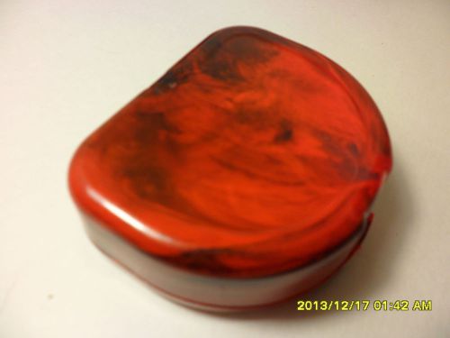 Cute designer dental retainer case for one denture: red black w label &amp; stone for sale