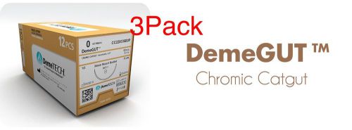 3PACK Dental DemeTECH SuturesChromic Catgut 70cm 4/0 19mm 3/8 3PACK DT-635-1