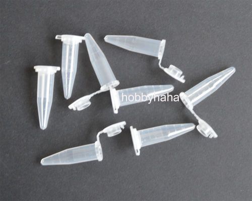 NEW 200pcs 2ml  Clear Cylinder Bottom Micro Centrifuge Tubes w Caps