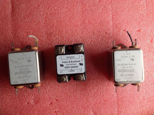 Lot of 3 Potter Brumfield SSRT-240D25 Corcom 3W1A EMI Filter 3A,120/250,50-60 Hz