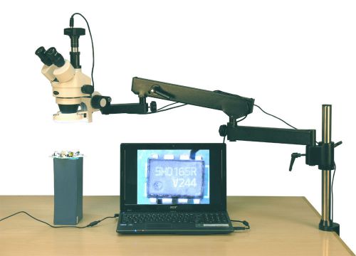 3.5x-90x 144-led articulating arm zoom stereo microscope + 5mp digital camera for sale