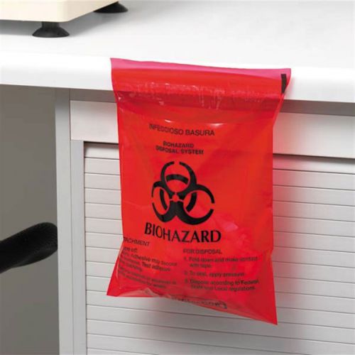 Stick-On Bag - Biohazard  12&#034;W x 14&#034;H  2.6qt (not shown) 100 pk