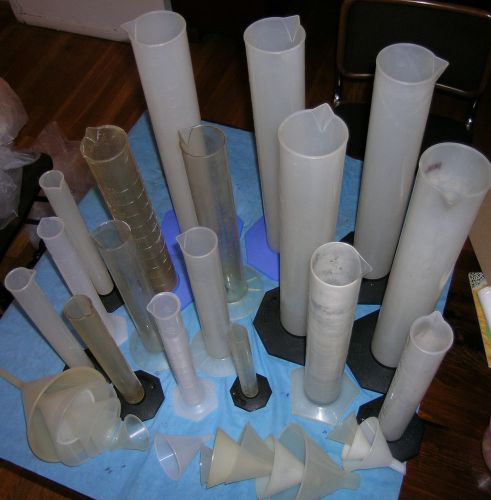 Assorted Plastic Cylinders and Funnels