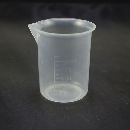 50ml measuring cup graduated plastic beaker new x12 for sale