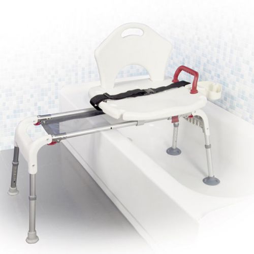 Lifestyle Padded Seat Transfer Bench with Commode Opening white