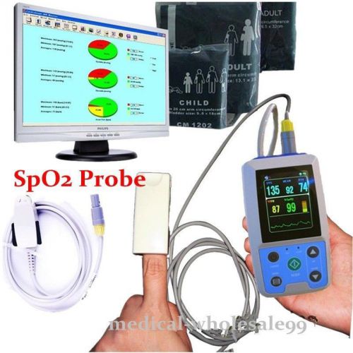 New lcd screen ambulatory blood pressure monitor 24h bp cardioscape+spo2 probe for sale