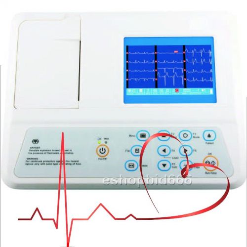 Saling 5 inch  3 Channel Color LCD Digital Electrocardiograph ECG EKG Machine CE