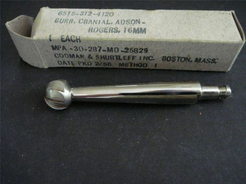 Vintage codman &amp; shurtleff burr cranial drill bit, surgical instrument, new for sale