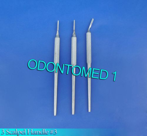 Set Of 3 Assorted Round Surgical Scalpel Blade Handles #3 Instruments