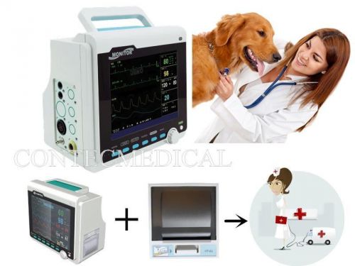 New Portable Veterinary VET patient Monitor 6-parameter ICU with Thermal Printer