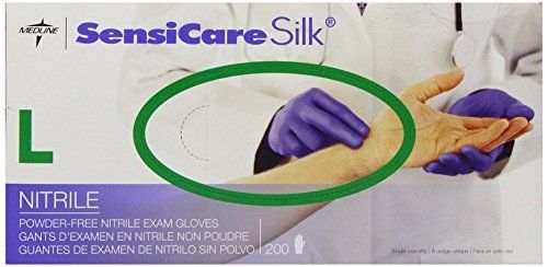 Medline Sensicare Silk Nitrile Exam Gloves, Dark Blue, Large, 200 Count New