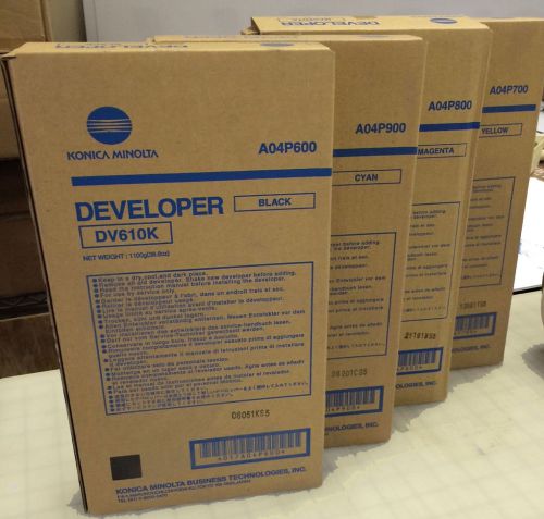 4 Genuine Konica Developers DV610 BizHub CMYK DV610  C6500/C6501/C6000/C7000