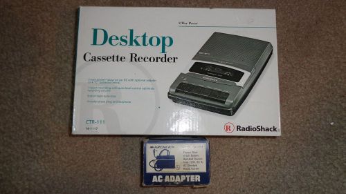 RADIO SHACK/OPTIMUS CTR-111 Portable Cassette Tape Recorder w/AC Power Adapter