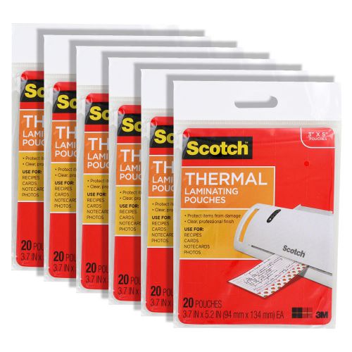 Scotch Thermal Laminating Pouches Index Card Size 3.7&#034; x 5.2&#034; 5 Mil, Pack of 120
