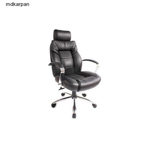 Large Desk Chair High Back Leather Oversized Executive Computer Leather Chrome