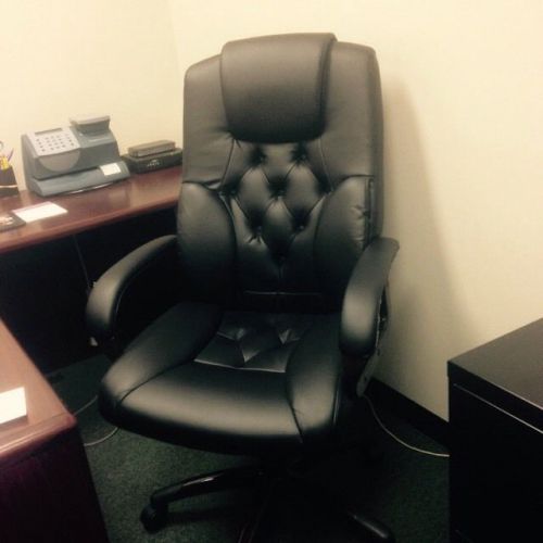 Plush Black Leather 48&#034; Highback Executive Office Desk Chair