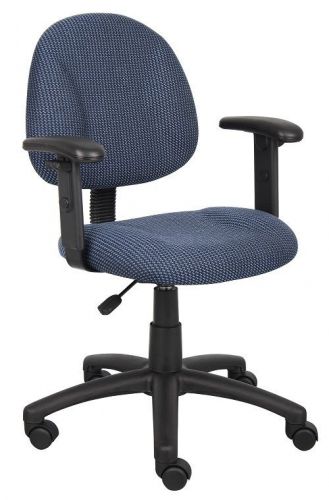 B316 boss blue deluxe posture office task chair with adjustable arms for sale