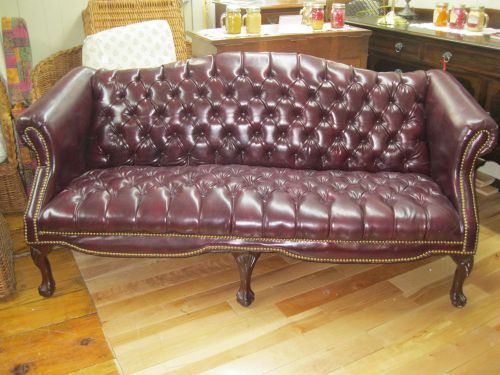 Oxblood  button tufted traditional  sofa -  # 00861 for sale