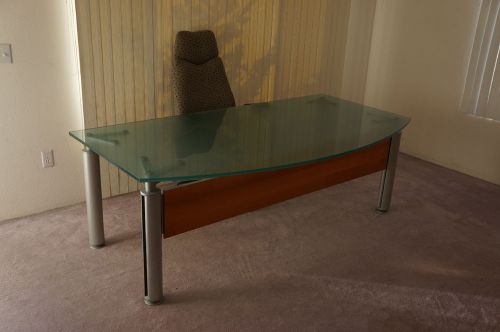 Executive Reception Office FROSTED glass top desk modern