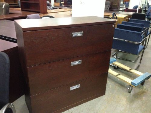 3 DRAWER LATERAL SIZE FILE CABINET by SPRINGER-PENGUIN in MAHOGANY COLOR WOOD