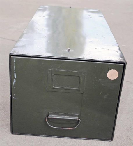 VINTAGE GREEN MILITARY ARMY METAL ONE DRAWER FILING CABINET 24”