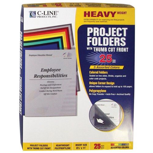 C-Line Colored Project Folders, Heavyweight Poly, 25 per box,FRee Shipping 1!