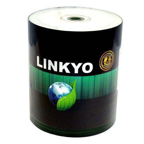 LINKYO LY-CDMRWIMHP52-100 52X CD-R Inkjet Metalized Hub Printable Media  White