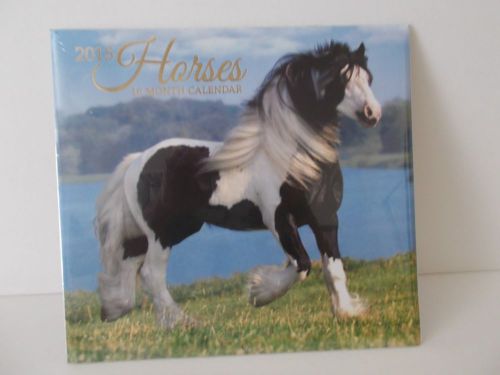 2015 16 Month &#034;Horses&#034; 11&#034;x 12&#034; Closed Wall  22&#034;x12&#034; Open Calendar NEW &amp; SEALED