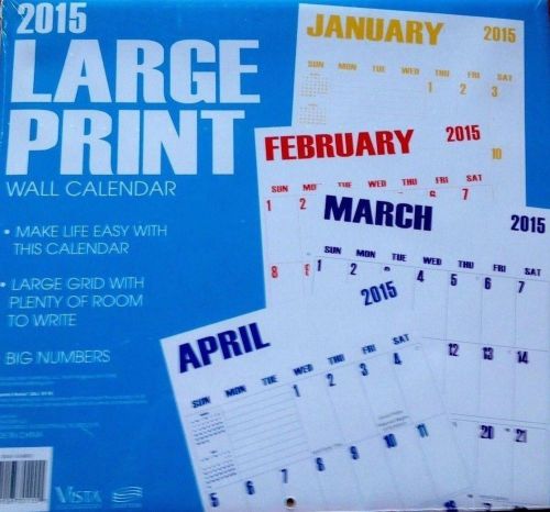 2015 LARGE PRINT Easy to Read BIG BLOCKS Wall Calendar  NEW &amp; SEALED
