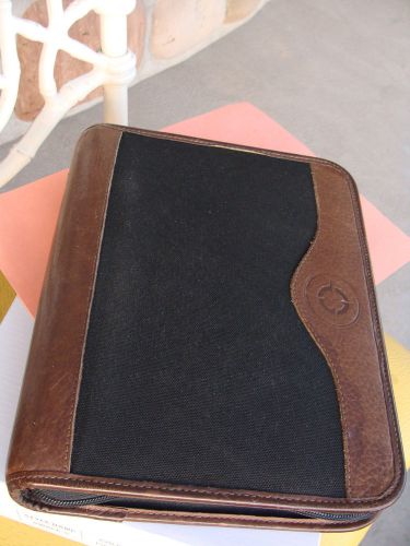 Franklin Covey Classic 7 Rings 1.5&#034; Green Line /Brown Leather Planner Binder USA