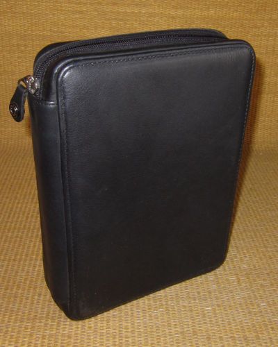 Classic 1.125&#034; Removable Rings | Black LEATHER FRANKLIN COVEY Zip Planner/Binder