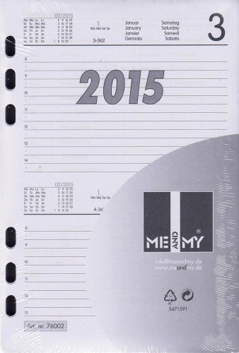 A5 meandmy 1tag/2seiten kalender einlage 2015 kalendarium 6fach lochung 8-20 uhr for sale