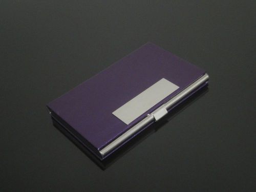 Purple leather stainless steel metal credit business card case holder #mpf06 for sale