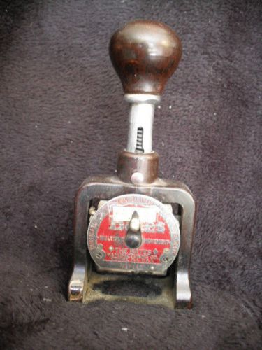 Bates number stamp numbering machine wheels 6 style a red plate wood or bakelite for sale