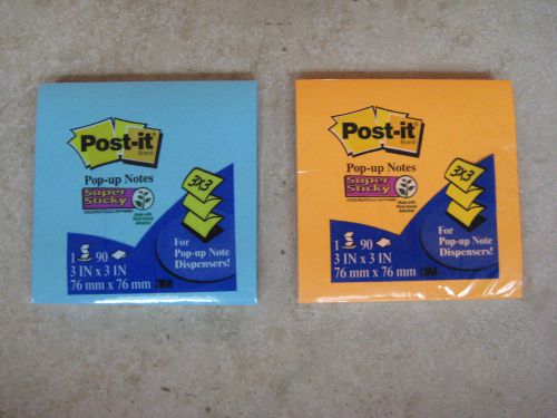 NEW SEALED 3M Post-It Notes Super Sticky 3 X 3 90 Sheets (2 Packs = 180 Sheets)