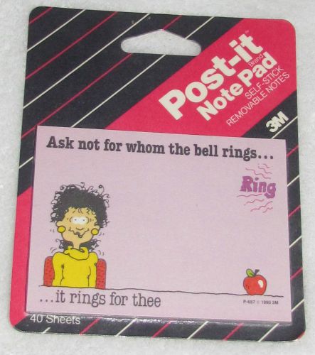 NEW! VINTAGE 1987 3M POST-IT NOTES &#034;ASK NOT FOR WHOM THE BELL RINGS...&#034; USA