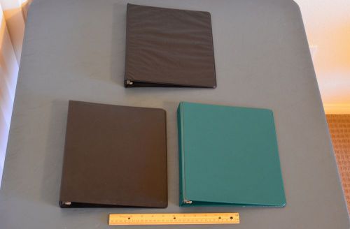 Lot o 3 Different 1&#034; 3-Ring BINDERS 2 black, 1 green accohide avery dennison &amp; ?