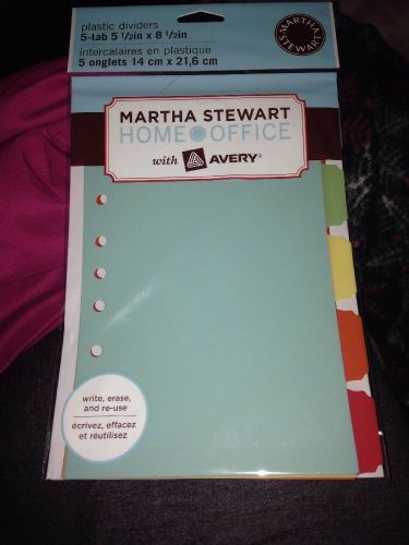 Martha Stewart Home Office 5 Tab Plastic Dividers 5 1/2in X 8 1/2in *New*