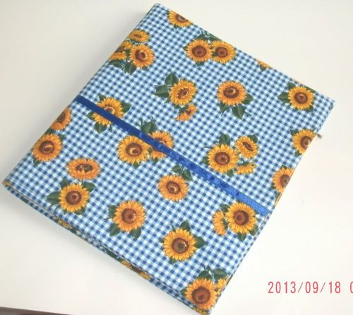 Binder Cover Notebook Cover for 3-ring Binder Yellow Daisies on Blue and White C